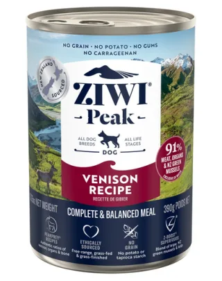 ZIWIPEAK Dog Venison Hrana umeda pentru caini, cu carne de vanat 390 g