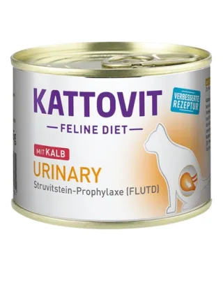 KATTOVIT Feline Diet Urinary hrana umeda dietetica pentru pisici in prevenirea pietrelor struvit, cu vitel 185 g