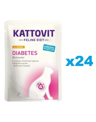 KATTOVIT Feline Diet Diabetes hrana umeda dietetica pentru pisici cu diabet, pui 24 x 85 g