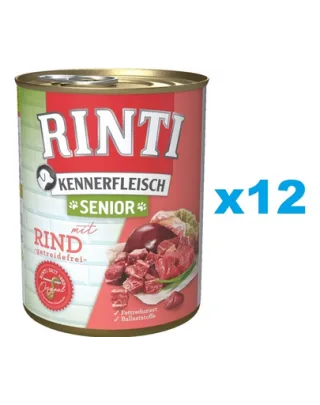 RINTI Kennerfleish Senior Beef 12x400 g cu vita, pentru caine senior