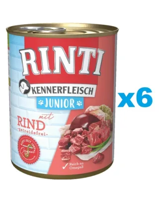 RINTI Kennerfleish Junior Beef 6x800 g cu vita, conserva hrana caine junior