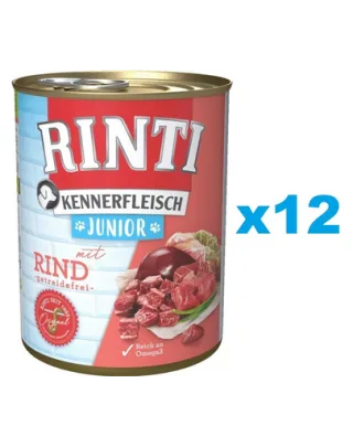 RINTI Kennerfleish Junior Beef 12x800 g cu vita, hrana caini juniori