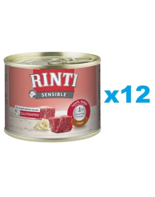 RINTI Sensible 12x185 g hrana umeda caini adulti cu alergii alimentare, vita si orez
