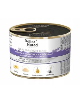 Hrană umedă junior câini talie mică DOLINA NOTECI Premium 6x185 g cu ficat de iepure