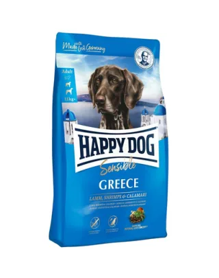 HAPPY DOG Supreme Greece, hrana pentru cainii adulti si sensibili, cu miel, creveti si calamari, 4 kg