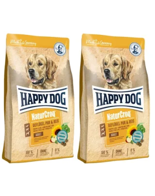 HAPPY DOG NaturCroq pui si orez 8 kg (2x4 kg) pentru caini cu stomac sensibil