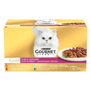 Pachet Gourmet Gold cu rata  curcan , vita  pui , peste oceanic , iepure  ficat x 4 buc x 85 gr