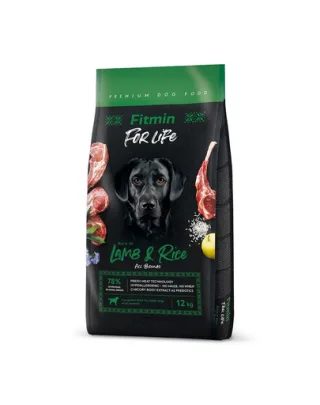 FITMIN dog For Life Lamb &amp; Rice 12 kg hrana caini adulti, miel si orez