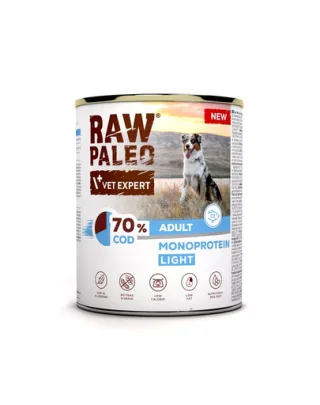 RAW PALEO Light Cod Hrană umedă monoproteică cu cod pentru câini adulți 800 g