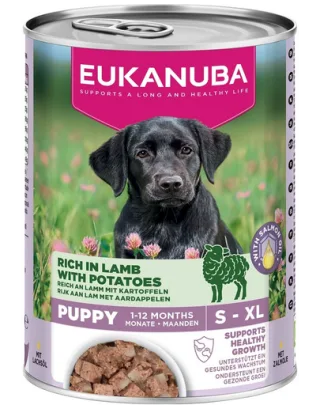EUKANUBA Life Care Puppy Rich in Lamb hrană umedă pentru căței bogată în miel și cartofi 400 g