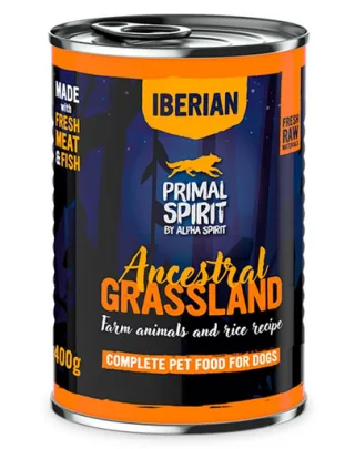 PRIMAL SPIRIT Iberian Ancestral Grassland hrană umedă pentru câini 400 g