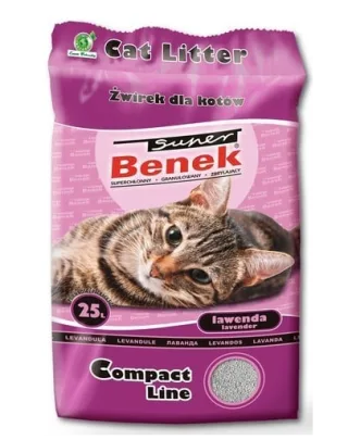 Benek Super Compact nisip pentru litiera pisicilor, cu lavanda 25 l x 2 (50 l)
