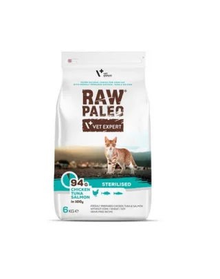 VETEXPERT Raw Paleo Raw Paleo Sterilised Chicken&amp;Tuna&amp;Salmon mancare pentru pisici sterilizate 6 kg