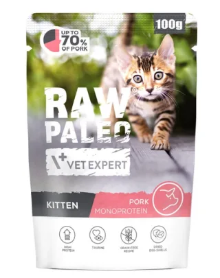 RAW PALEO Monoprotein Kitten Pork Hrană pentru pui de pisică cu porc 100 g