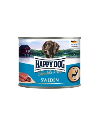 HAPPY DOG Sensible Pure Sweden hrană umedă pentru câini cu carne de cerb 200 g