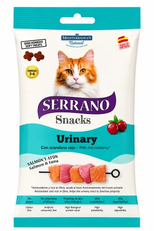 Recompense pentru pisici Serrano Snacks Urinary cu somon  ton 50 gr
