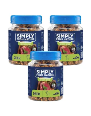 SIMPLY FROM NATURE Smart Bites din cerb, recompensa caini 3x130 g
