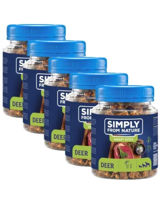 SIMPLY FROM NATURE Smart Bites recompense naturale caini 5x130 g cerb