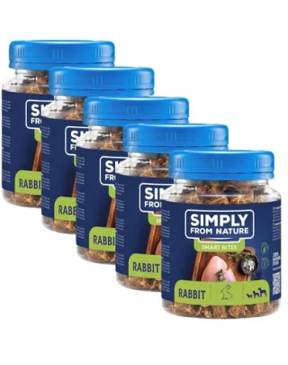 SIMPLY FROM NATURE Smart Bites 5x130 g recompensa naturala cu iepure, pentru caine