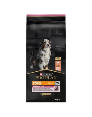 PURINA PRO PLAN Medium Large Adult 7+ Sensitive Skin hrana uscata caini adulti peste 7 ani, rase medii si mari cu piele sensibila 14 kg