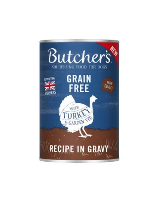 BUTCHER'S Original Recipe in Gravy hrana umeda caini, bucati de curcan in sos, conserva 400g