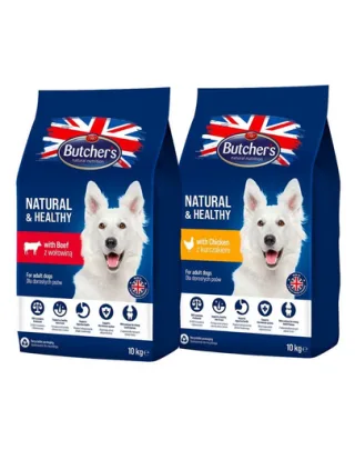 BUTCHER'S Natural&amp;Healthy mancare caini arome mixte 2 x 10 kg pui si vita