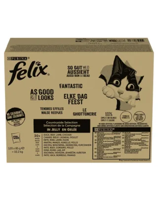 FELIX Fantastic mix carne în jeleu hrană umedă pisici 120x85 g