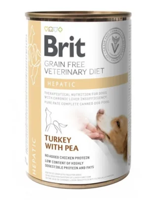 BRIT Veterinary Diet Hepatic Turkey&amp;Pea hrana umeda pentru afectiuni hepatice pentru caini 400 g