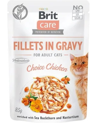 BRIT Care Cat Fillets in gravy, file de pui în sos 85 g