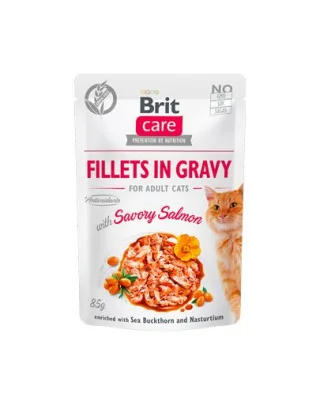 BRIT Care Cat Fillets in gravy, file de somon în sos 85 g