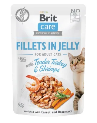 BRIT Care Cat Fillets in Jelly hrana umeda pentru pisici, cu curcan si creveti, 85 g