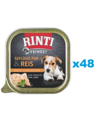 RINTI Feinest Poultry Pure&amp;Rice hrana caini 48x150 g pasare si orez