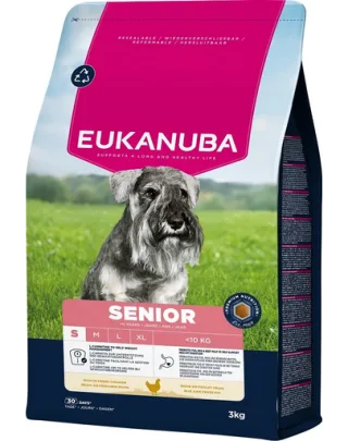 EUKANUBA Senior Small Breeds Chicken 3 kg hrană câini senior rase mici, bogată în pui proaspăt