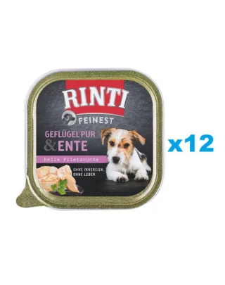 RINTI Feinest Poultry Pure&amp;Duck 12x150 g pasare si rata pentru caini