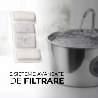 PETSON Filtre de schimb Petson AquaPet Steel sistem de filtrare în 4 straturi, filtre fântână câini și pisici, 1buc