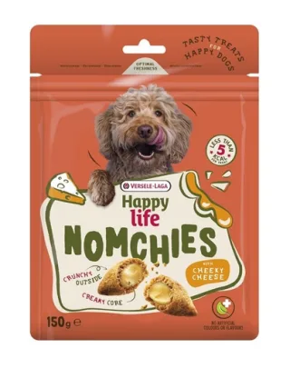 Versele-Laga Happy Life Snack Nomchies Cheese 150 g recompensă câini, cu brânză, pentru susținerea sănătății articulațiilor