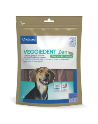 Batoane dentare antistres câini medii Virbac VeggieDent Zen M 15 bucăți