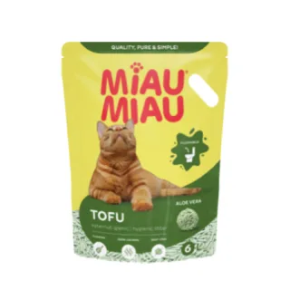 Asternut igienic pentru pisici Miau Miau Tofu cu Aloe Vera 6L