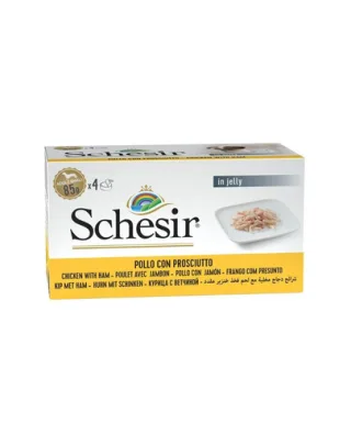 Hrană câini mici SCHESIR 4x85 g pui cu șuncă în jeleu