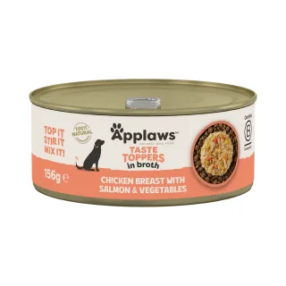 APPLAWS Taste Toppers, XS-XL, Pui și Somon, conservă hrană umedă câini, (în supă), 156g