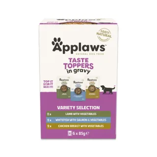 APPLAWS Taste Toppers Variety Selection, XS-XL, Carne și Pește, plic hrană umedă fără cereale câini, (în sos), multipack, 85g x 6buc