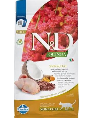FARMINA N&amp;D Cat Quinoa Skin&amp;Coat Herring hrana uscata pentru pisici cu quinoa si prepelita 1,5 kg