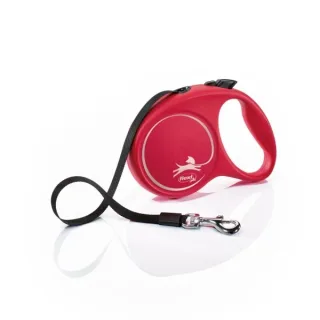 Lesa retractabila cu banda Flexi Rosie S 5 m   12 kg