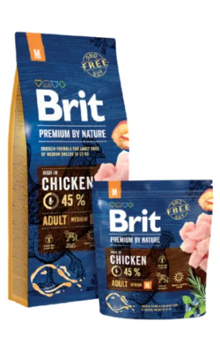 Brit Premium By Nature Adult M - 15-kg
