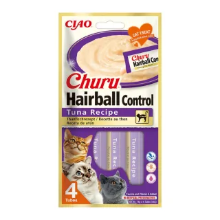 INABA Churu Hairball Control, Ton,, tub recompense fără cereale pisici, limitarea ghemurilor de blană, (piure) INABA Churu Hairball Control, Ton, plic, tub recompense fără cereale pisici, limitarea ghemurilor de blană, (piure), 56g