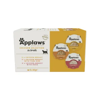APPLAWS Chicken Selection, Pui, bol hrană umedă pisici, (în supă), multipack, 60g x 8buc