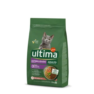 ULTIMA Sterilised, Somon, hrană uscată pisici sterilizate, 1.5kg