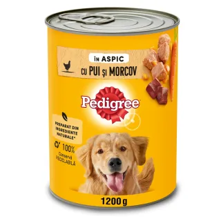 PEDIGREE, XS-XL, Pui și Morcov, conservă hrană umedă câini, (în aspic), 1200g