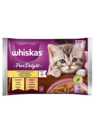 Whiskas Pure Delights Junior Pui/Curcan Aspic 4X85 g