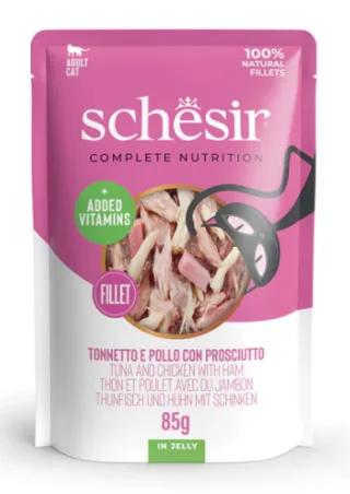 Schesir Cat Plic Pui/Sunca In Jelly 85 g